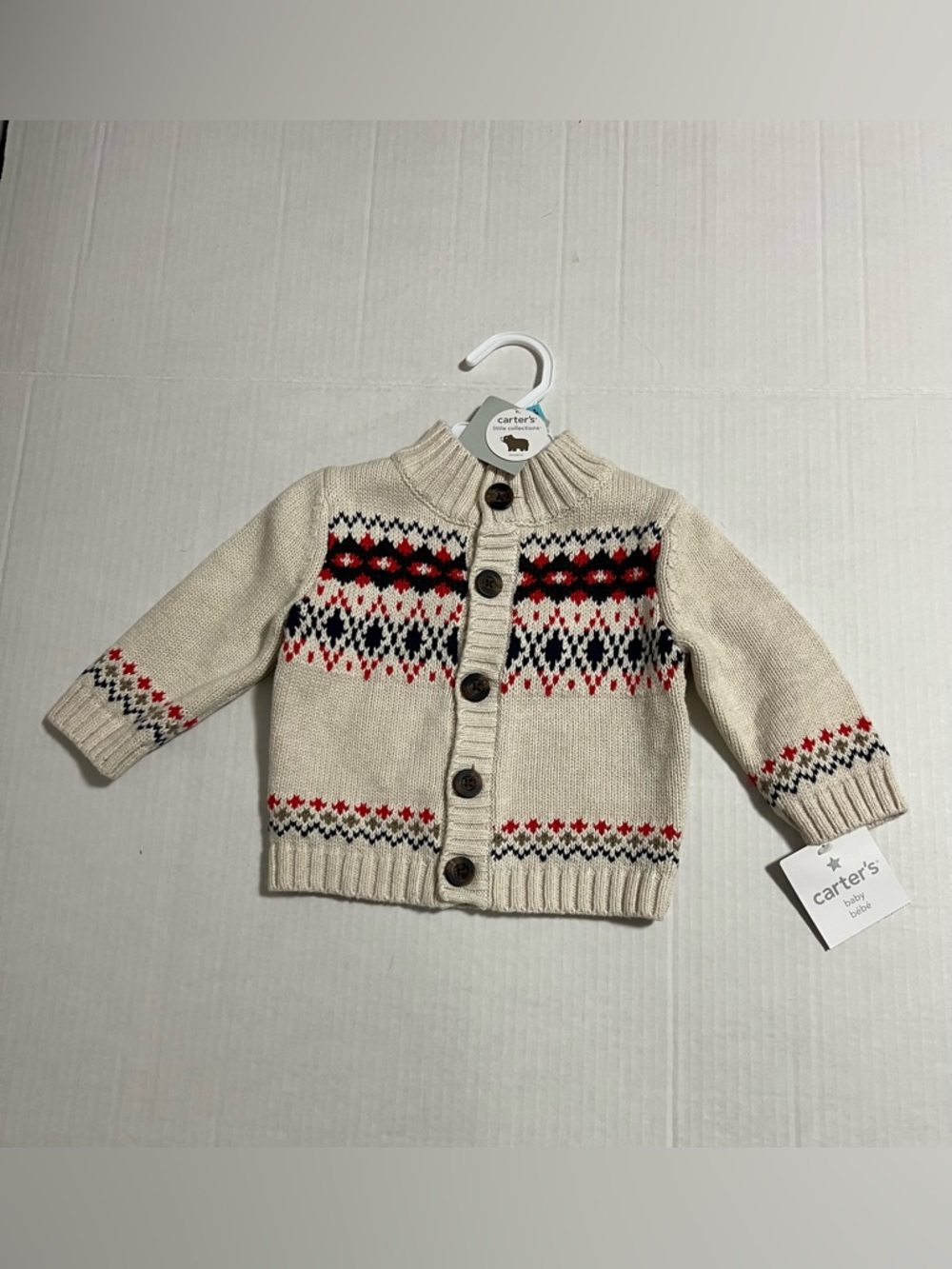 🆕CARTER’S - 6M - NWT - 2PCS - INFANT BOYS CARDIGAN SWEATER & HAT LOT - Picture 2 of 10